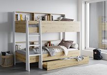 Двухярусная детская кровать Sway с полочками Белый + Артизан