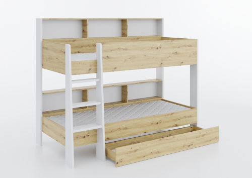Двухярусная детская кровать Sway с полочками Белый + Артизан фото 6