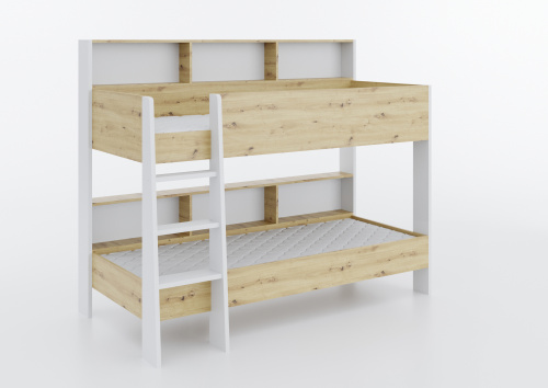 Двухярусная детская кровать Sway с полочками Белый + Артизан фото 3