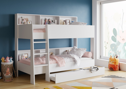 Двухярусная детская кровать Sway с полочками Белый Двухярусная детская кровать Sway с полочками Белый