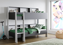 Двухярусная детская кровать Sway с полочками Белый + Антрацит
